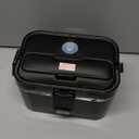 Kabbas 1.8L Portable Electric Lunch Box for Adults, 100W Heated Lunch Box for Men with Removable Dual Container, Fast Heating Food Warmer, 12V/24V/110V for Car Truck Office lonchera elctrica porttil (Black)