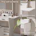 Modern White Makeup Vanity Desk with Adjustable Lights, Mirror, and Storage - Complete Vanity Set with Drawers, Shelves, and Stool, Large