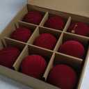 Waipfaru 9PCS 3.94In Large Velvet Ornaments for Christmas Tree, Burgundy Red Velvet Christmas Ornaments Balls Set, Shatterproof Flocked Hanging Ornaments for Xmas Tree Wreath Garland Home Decor