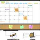 JILoffice Magnetic Calendar Whiteboard & Bulletin Corkboard Combination, Combo Board 24 x 18 Inch, Black Aluminum Frame Wall Mounted Board for Office Home and School with 10 Push Pins