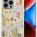 Compatible for iPhone 15 Pro Max Cases with Design, Cute Transparent Designer Phone Case for Women Girls Girly with Heavy Duty Protective Bumper (Clear Watercolor Floral)