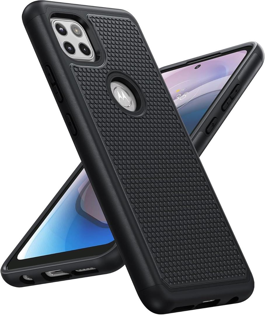 BNIUT for Motorola One 5G Ace (One 5G UW Ace) Case: Dual Layer Protective Heavy Duty Cell Phone Cover Shockproof Rugged with Non Slip Textured - Military Protection Bumper - 6.7inch (Matte Black) (Black Black)