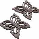 Comfy Hour 11" Vintage Brown Butterfly Duo Stepping Stones, Rustic Antique Figurine Style Home Decor, Heavy Duty Metal Garden Pathway Paver (Set of 2)
