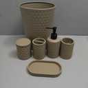 zccz 6 Piece Bathroom Accessories Set, Toothbrush Holder, Toothbrush Cup, Soap Dispenser,Bathroom Vanity Tray, Qtip Holder, Trash Can - Khaki