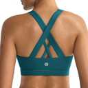 RUNNING GIRL Sports Bras for Women,Padded Strappy Sports Bras Criss-Cross Back Medium Support Sports Bras with Removable Cups (Green, XXXL)