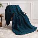Negwoo Chunky Knit Throw Blanket, 50''*60'' Knitted Throw Chenille Yarn for Bed Couch, Handmade Peacock Blue Crochet Big Thick Blanket, Machine Washable Cute Comfy Blanket for Home Decor, 50"x60"
