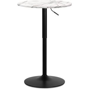 MoNiBloom Round Bar Table Adjustable Height, Metal Base and with Adjustable Height for Living Room Dining Room Bistro Cafe, 23.5" Diameter White Marble Texture Top Cocktail Tables (White Rock)