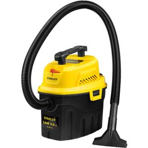 STANLEY 3 Gallon Wet Dry Vacuum, 3 Peak HP Poly 2 in 1 Shop Vac with Powerful Suction, Portable Shop Vacuum Car Vacuum W/ 3 Horsepower Motor for Auto Detailing, Tight Space Garage, Van, Vehicle