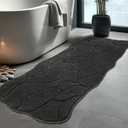 Large Bathroom Rugs Runner, 24x59 Extra Soft Absorbent Shaggy Long Bath Mats, Non-Slip Machine Washable Modern Bath Carpet Runner for Bathroom Laundry Room Kitchen (Charcoal)