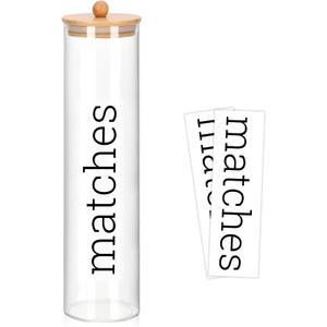 Acrylic 11 inch Long Matches Holder with Lid Sticker Farmhouse Match Holder for Fireplace Farmhouse Decor (No Include Matches)