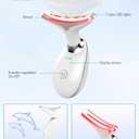 SDKWDH Red Light Therapy for Face and Neck, 7 Color Face Massager Tool for Wrinkles, Double Chin, Vibrating Facial Massager with Thermals for Skin Care, Gifts for Women Men, Glossy White