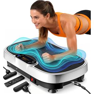 Renoj Vibration Plate Exercise Machine - 455 Lbs Full Body Vibrating Platform with Bluetooth Audio and LED Screen - Lymphatic Drainage and Weight Loss Shaker for Home Gym and Office Workout