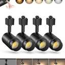5-Color Zoomable H Track Lighting Heads H Type Track Light Heads Dimmable LED Track Lighting Fixtures Ceiling Spot Light, H Style Track Heads for H Track Lighting Rails Black CRI90 12W 4 Pack