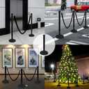 4 Pack Stanchions Post with Velvet Rope, Crowd Control Stanchions, Queue Pole for for Movie Theater, Party Supplies(Black)