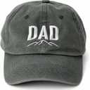 Dad Hat for Men, Washed Cotton Baseball Cap with Brown Leather Patch, Adjustable