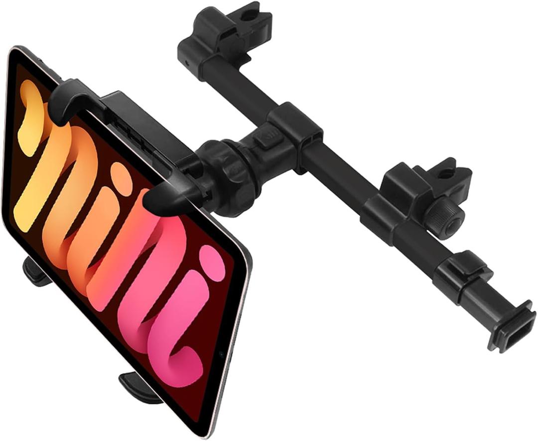  Car Headrest Phone Holder & Tablet Mount for Back Seat Adjustable 10" Cradle Compatible for iPad Pro Air Mini iPhone 13 Pro Max Mini 12 SE Galaxy S21 S20 Note 20 Tabs Kindle Fire HD - Black
