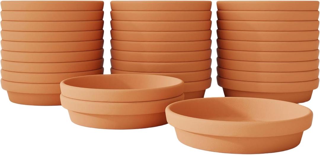 30 Pack Terracotta Saucers 3x3 Inch, Shallow Clay Drip Trays for Small Plant Pots, Succulents, Seedlings, Indoor Outdoor Use