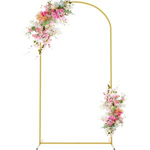 Wokceer 6.6 FT Wedding Arch Backdrop Stand Gold Metal Chiara Backdrop Stand for Wedding Ceremony Birthday Party Bridal Baby Shower Photo Booth Garden Floral Balloon Arch Decoration