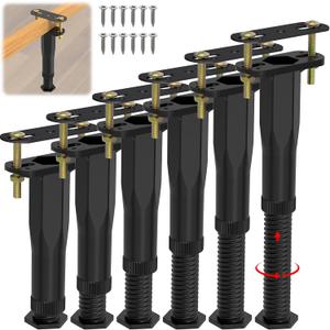 6 PCS Adjustable Height Center Support Leg for Bed Frame (7.7"-13.3"), Upgrade Under Bed Support Leg with Wider Base, Bed Center Slat/Furniture, Heavy Duty Bed Replacement Legs Bed Slats Support Legs