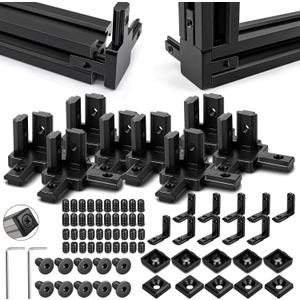Konohan 20 Pcs 2020 Aluminum Extrusion Connector 3-Way End Corner Brackets, L-Shape Interior Corner Joints, T-Slot Nuts, Screws, Wrench, Extruded Hardware for 6mm Slot Aluminum Profile Frame Building