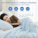 OIGAE Cooling Comforter, Japanese Q-Max 0.45 Double Sided Cooling Blankets for Hot Sleepers & Night Sweats, Lightweight Breathable Summer Blanket for Bed, Travel, Camping, Blue, Queen 90" x 90"
