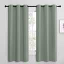 NICETOWN Greyish Green Room Darkening Curtains for Kitchen, Window Treatment Thermal Insulated Solid Grommet Room Darkening Curtains/ Drapes for Bedroom (Set of 2, 42 inches Wide by 68 inches Long)