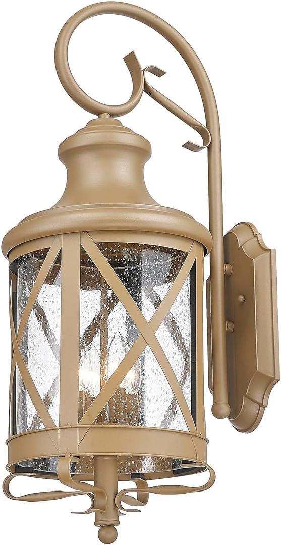 ALLGOT Traditional Outdoor Wall Lights,29.5 Inch Tall Large Vintage Exterior Lantern Light Fixture, Outdoor Wall Sconces Anti-Rust Waterproof Wall Mount Lamp with Seeded Glass (Aged Copper)