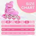 Kids Inline Skates for Girls Boys, Youth and Adult, Adjustable Blades Roller Quad Skates for Men and Women with Full Wheels Illuminating, Outdoor Skates (Large Size, Pink)
