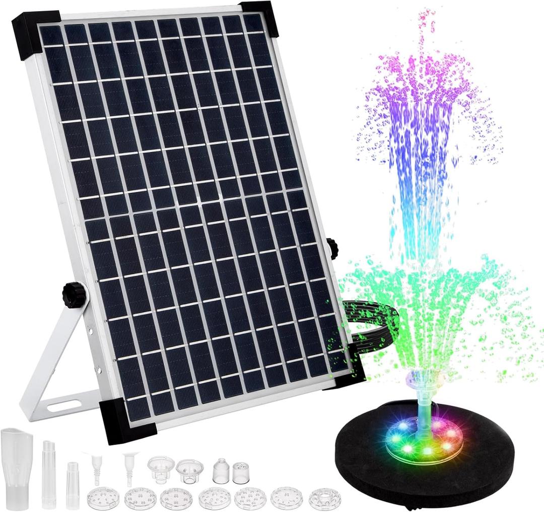 OCGIG Solar Water Fountain Pump Kit, Outdoor Solar Powered with LED Lights, Battery Backup 4400mAh, DIY for Birdbath, Pool, Pond, Garden Decor (15w) OCGIG Solar Water Fountain Pump Kit, Outdoor Solar Powered with LED Lights, Battery Backup 4400mAh, DIY for Birdbath, Pool, Pond, Garden Decor (15w)