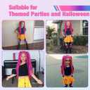 FantaLook Long Straight Hot Pink Cosplay Wig with 2 Ponytails for Women Halloween Party Costume
