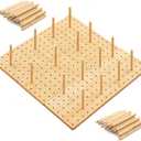 Kigley 3 Pcs Bamboo Wood Pegboard Drawer Organizer with 32 Pegs Wooden Peg Board Drawer Shelf Organizer Adjustable Peg System for Dishes Plate Pot Container Cookware Utensil Kitchen (17 x 5.91 in)