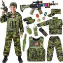 Metemot Kids Army Costume for Boys, Military Soldier Costume with Army Toys, Boys Halloween Costume with Camouflage Vest, Solider Boy Dress up Age 3-12