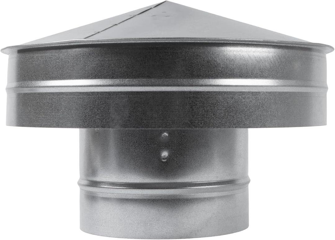 6" Inch Round Galvanized Steel Roof Cap with Mesh - Weather-Proof Chimney Cover with Side Wall - Fireplace Duct Rain Guard - Exhaust or Supply Ventilation Top Cover - Perfect Insulation Protector Cap