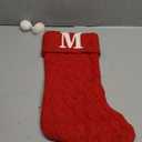 20 Inchs Red Knit Christmas Stockings, Personalized Initial Embroidered Xmas Stocking Larger Sock for Christmas Tree Fireplace Christmas Party Holiday Hanging Stocking Decorations(M)