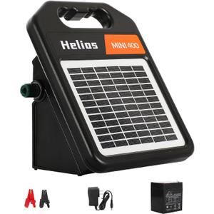 Andmon MINI400 20 Miles Solar Electric Fence Charger with Day/Night Mode 0.4J Output Energy Electric Fence Energizer (MINI400-Rear switch)