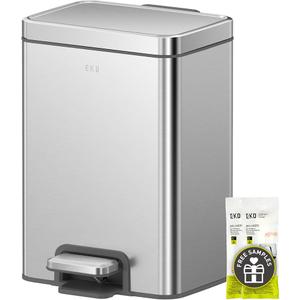 EKO Madison Brushed Stainless Steel 13.2 Gal/50L Kitchen Step Trash Can or Recycling Bin, Removable Inner Liner, Soft Close Lid, Fingerprint Resistant Finish
