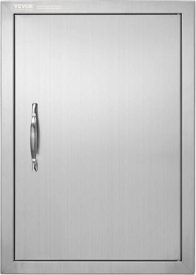 VEVOR BBQ Access Door, 17W x 24H Inch Single Outdoor Kitchen, Stainless Steel Flush Mount, Wall Vertical with Handle, for BBQ Island, Grilling Station, Outside Cabinet