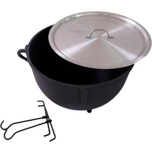 COOKAMP 5-Gallon Heavy Duty Cast Iron Jambalaya Pot, with Aluminum Lid [JA05T], 20 Quarts