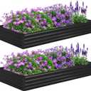 8x4x1ft(2 PCS) Galvanized Raised Garden Bed,Outdoor Planter Box Metal Patio Kit Planting Bed for Vegetables Flowers Herb,Black