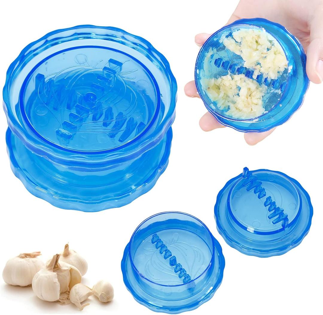 Garlic Crusher Tool, Blue Manual Garlic Mincer Press, Non-Slip Garlic Mincer Garlic Peeler, Kitchen Gadget Garlic Presses for Mincing Garlic Onions, Gingers, Fruits, Salad