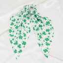 St. Patrick's Day Hair Accessories Shamrock Scrunchies with Ribbons Green Holiday Hair Ties for Women