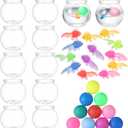 12 Set 30 oz Table Tennis Fish Bowl Carnival Game Favors, Plastic Ivy Bowls Goldfish Multicolor Balls for Table Tennis Carnival Game Party Activity