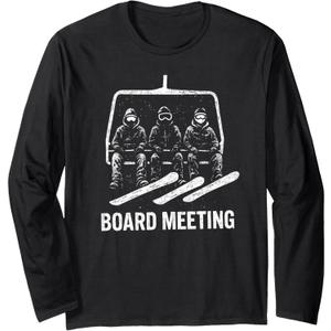 Snowboard Board Meeting Ski Lift Skier Winter Sports Long Sleeve T-Shirt Size XL