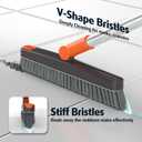 AIR U+ Grout Brush with Long Handle 180 Swivel Scrub Brush with Tweezers to Hair Clip V-Shape Grout Line Scrubber Stiff Bristles for Deep Cleaning Crevice, Tile Line, Shower, Kitchen, Corners