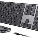 seenda Wireless Bluetooth Keyboard and Mouse Combo (USB + Dual BT), SKM64-3 Multi-Device Rechargeable Slim Keyboard and Mouse, Compatible for Win 7/8/10, MacBook Pro/Air, iPad, Tablet - Black Gray