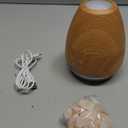 Ultrasonic Essential Oil Diffuser with Himalayan Salt Rock,Flame Diffuser with 2 Color Light,Small Aromatherapy Oil Diffuser with Auto Off Function for Home, Office,Spa,100ML,Wooden Grain