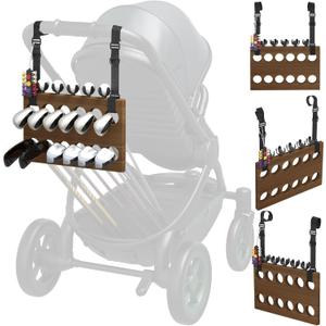 Golf Stroller Attachment Universal Golf Club Holder for Strollers, Acacia Wood, 12 Slots, 5 Ball Holders & Removable Tee Case Portable, Easy Setup, Gift for Golf-Loving Parents