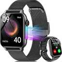 BRHE Smart Watches for Women Men (Answer/Make Calls), 1.89" Smartwatch for iOS/Android Phones，Waterproof Fitness Tracker with Heart Rate/Blood Pressure/Sleep Monitor (2 Bands Included), Black