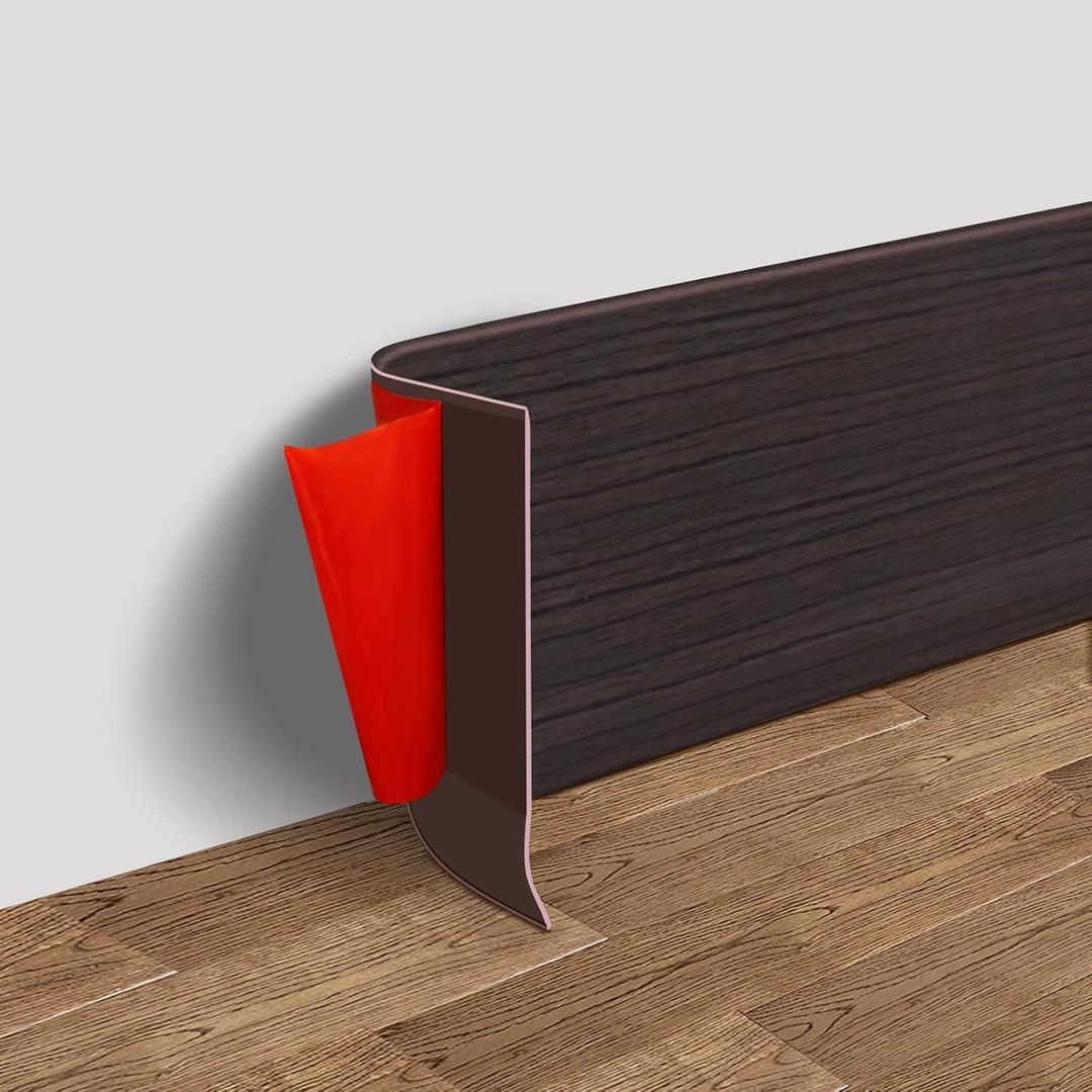 Vinyl Wall Base Baseboard Molding Trim 4" Flexible Self Adhesive Rubber Wall Base Moulding Trim Peel and Stick Design, 4 Inch x 200 Feet, Black Walnut Wood