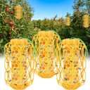 3 Pack Upgraded Wasp Trap Outdoor Hanging, Carpenter Bee and Hornet Catcher, Reusable Yellow Jacket Trap with Bait Reservoir, Bee Killer and Wasp Catcher for Outside (Orange)